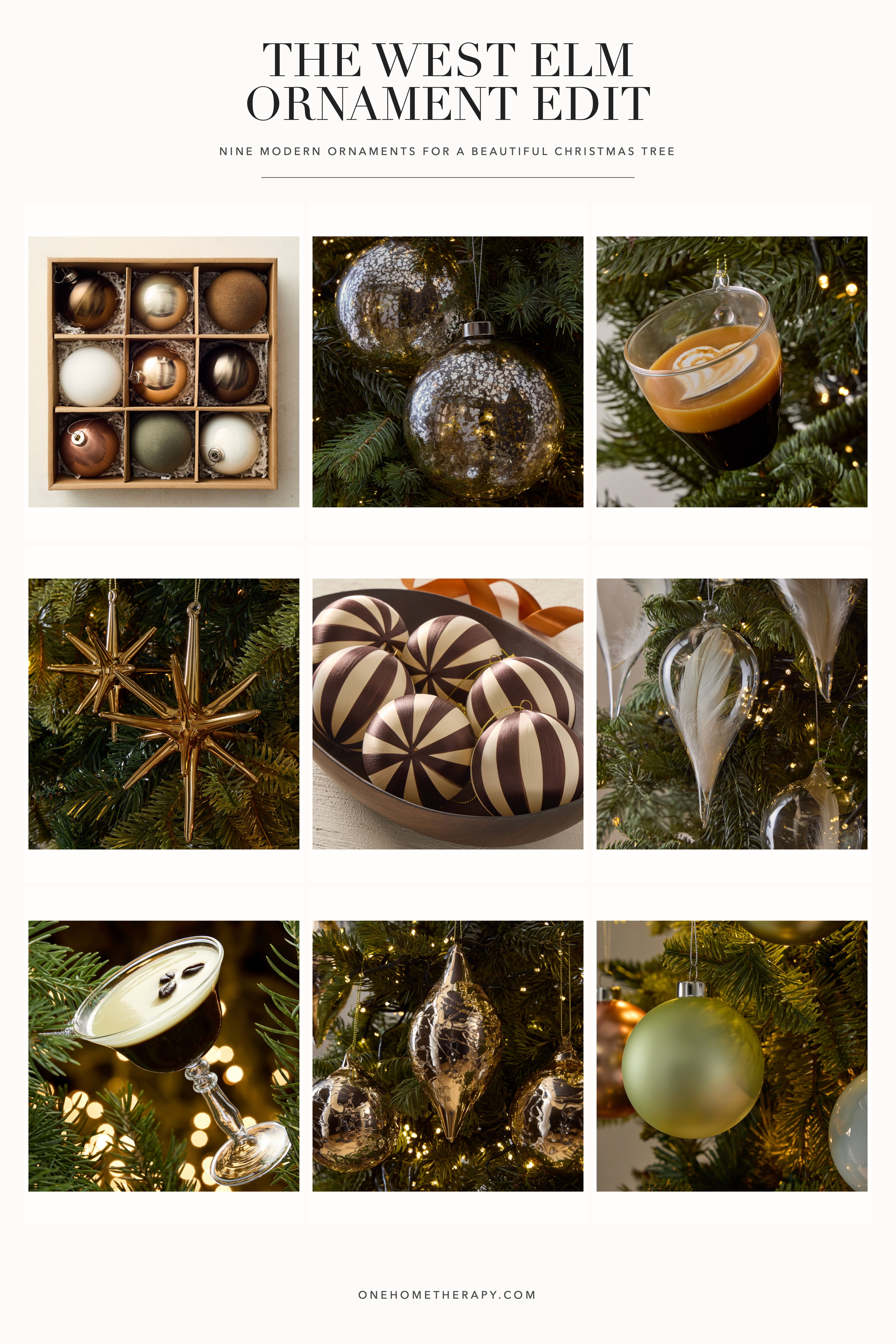 ✨ These nine ornaments mix warm metallics, sculptural glass, playful shapes and rich seasonal color for a tree that feels collected, polished and a little unexpected. Shop the complete ornament edit in this post.
#WestElm #WestElmChristmas #ChristmasOrnaments #TreeTrimming #ChristmasTreeDecor #ModernChristmas #HolidayDecor #ChristmasDecor #LTKHome #OneHomeTherapy

#LTKU #LTKSeasonal #LTKHome