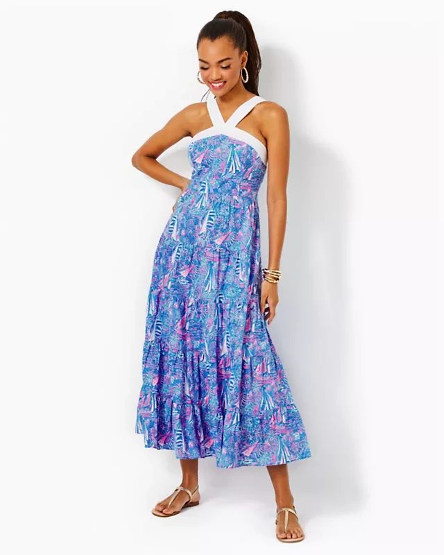 Cotton halter outlet maxi dress