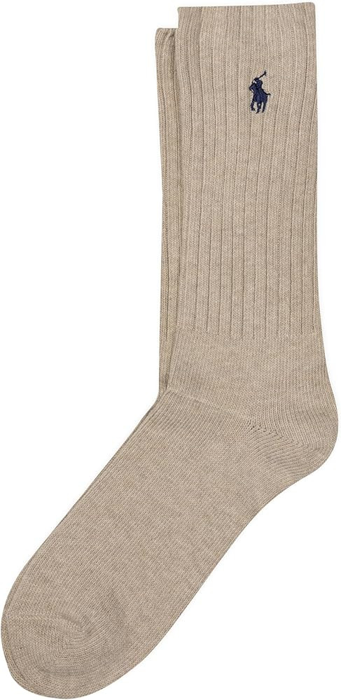 POLO RALPH LAUREN mens Cotton Ribbed Dress Crew Socks - 1 Pair Pack - Solid Color Cushioned Comfo... | Amazon (US)