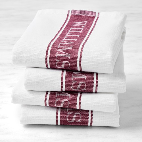 Williams Sonoma Classic Logo Towels, Set of 4, Pomegranate | Williams-Sonoma
