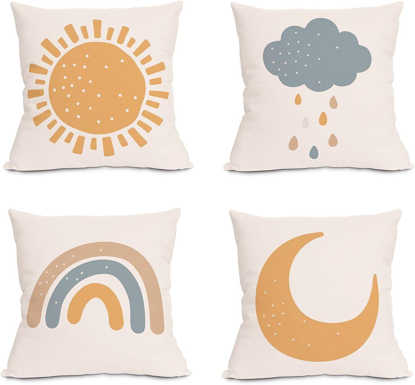 Ailansnug Boho Sun and Moon Clouds and Rainbows Kids Throw Pillow Case Modern Art Pillow Cover for L | Amazon (US)