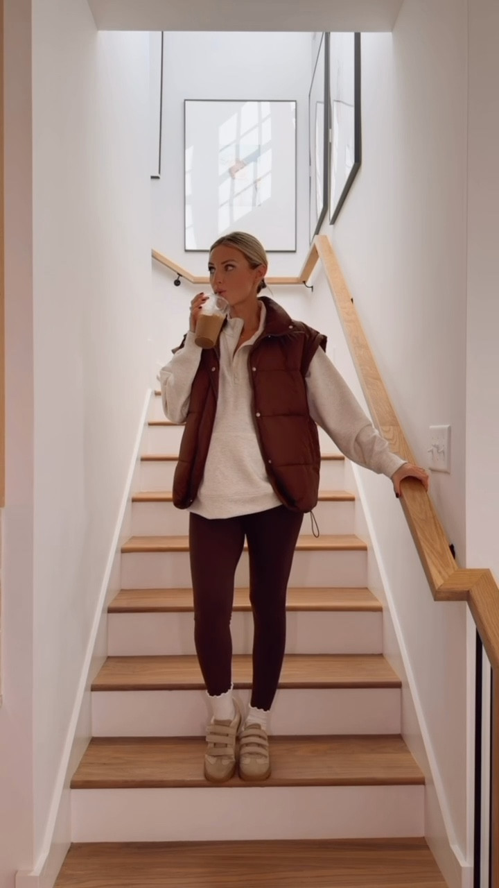 Love this casual look to run errands in! This brown puffer vest has been one of my go to pieces with the cold weather! Layered it over this neutral pullover and brown leggings I’m loving from Target! Wearing XS in vest, S in pullover, & M in leggings!

Loverly Grey, brown leggings, Target, Amazon, puffer vest, running errands, athleisure, activewear 

#LTKSeasonal