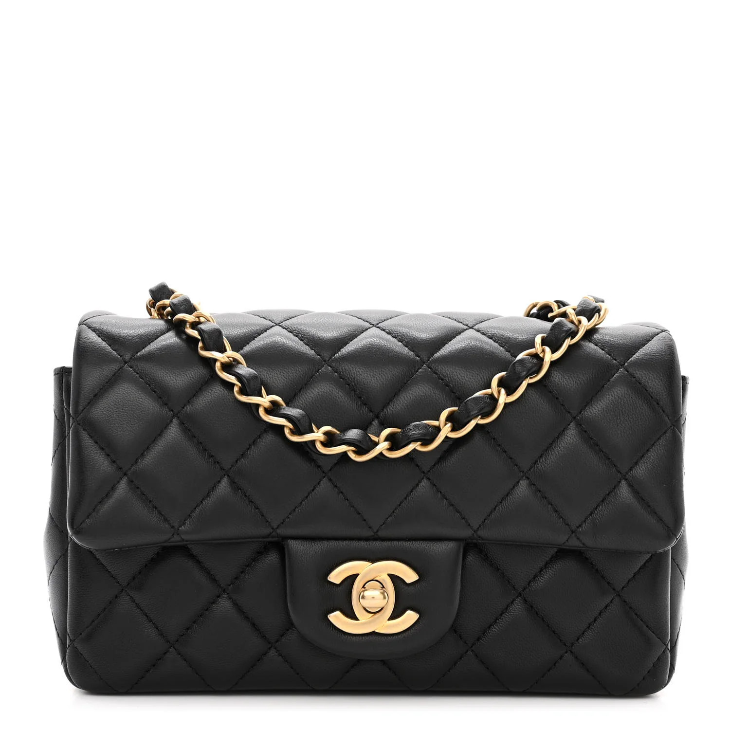Lambskin Quilted Mini Rectangular Flap Black | FASHIONPHILE (US)