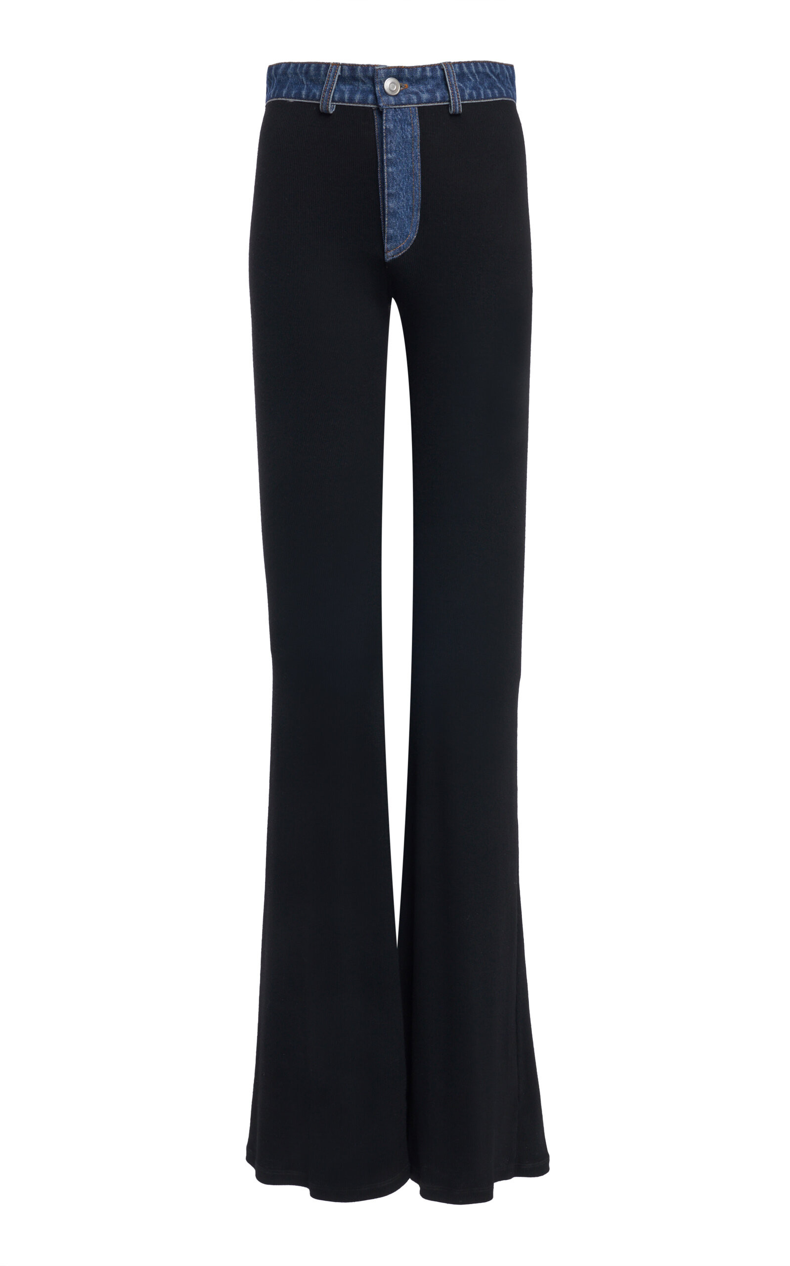 Denim-Trimmed Jersey Flare Pants | Moda Operandi (Global)