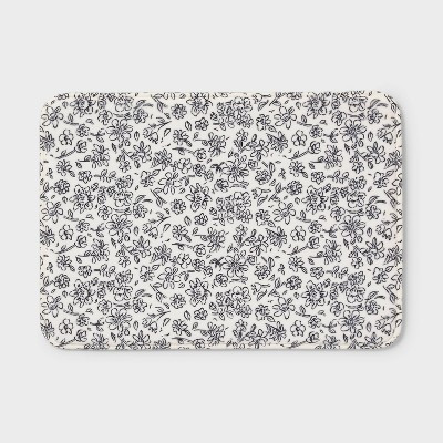 17"x24" Floral Flannel Cushion Bath Rug Black/White - Room Essentials™ | Target