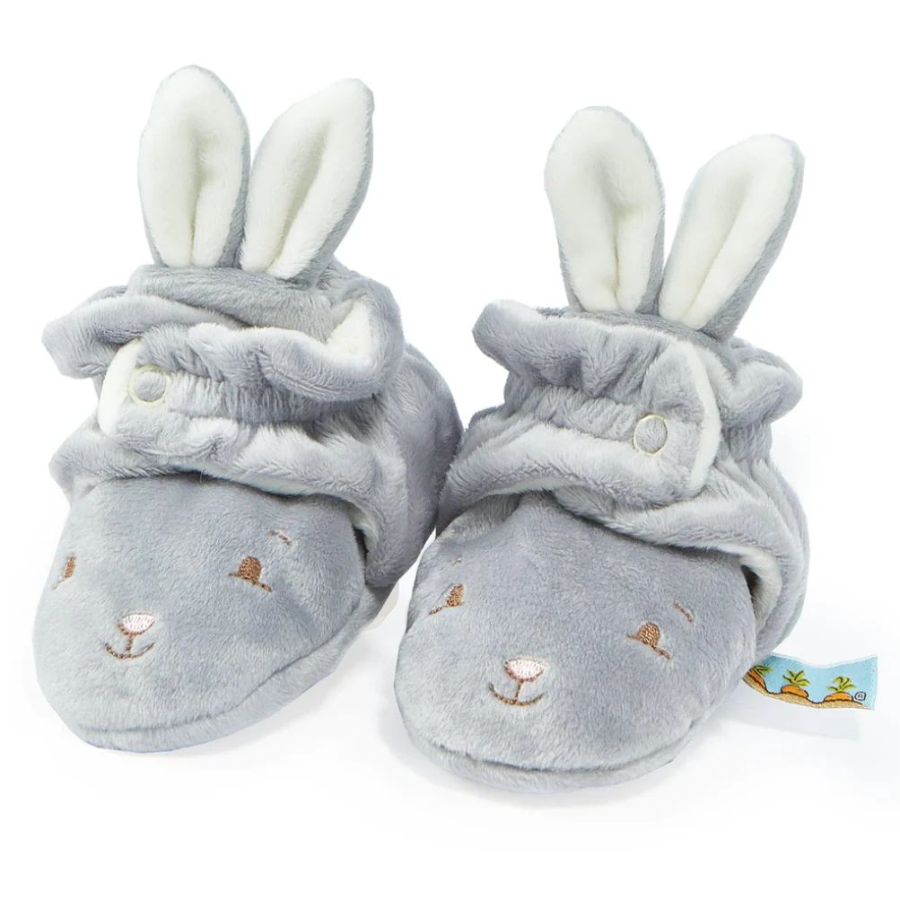 Bloom Bunny Hoppy Feet Baby Slippers, Grey | SpearmintLOVE