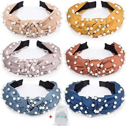 EAONE Pearl Headbands Knotted Headbands for Women 6 Colors, Knot Turban Headband Fashion Hair Ban... | Amazon (US)