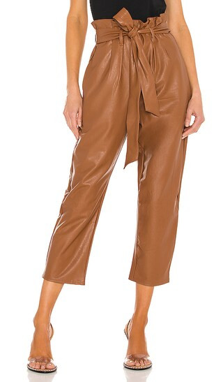 Faux Leather Paperbag Pant in Cocoa | Revolve Clothing (Global)