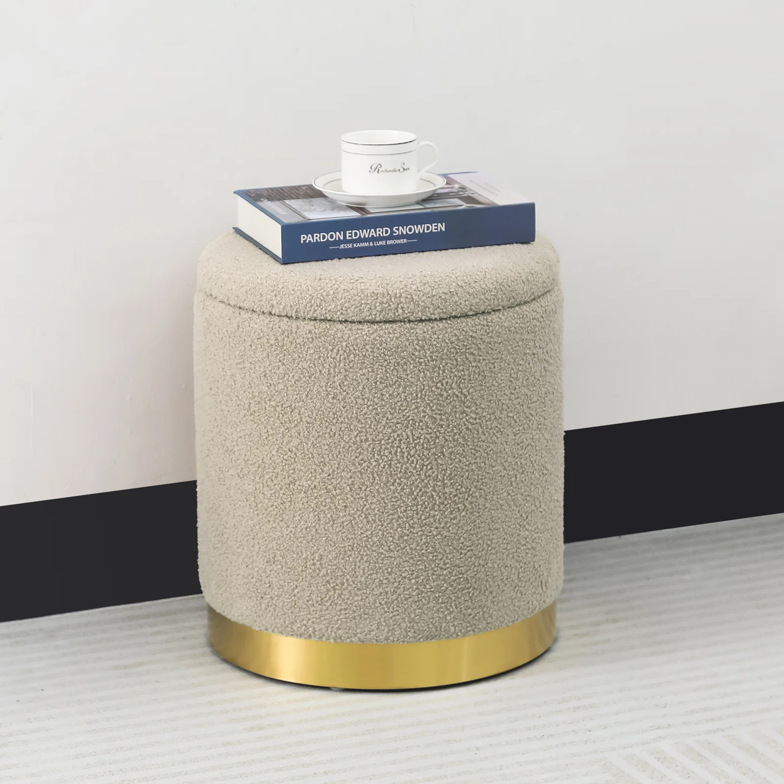 Teddy Fleece Round Ottoman With Stroage | Wayfair North America