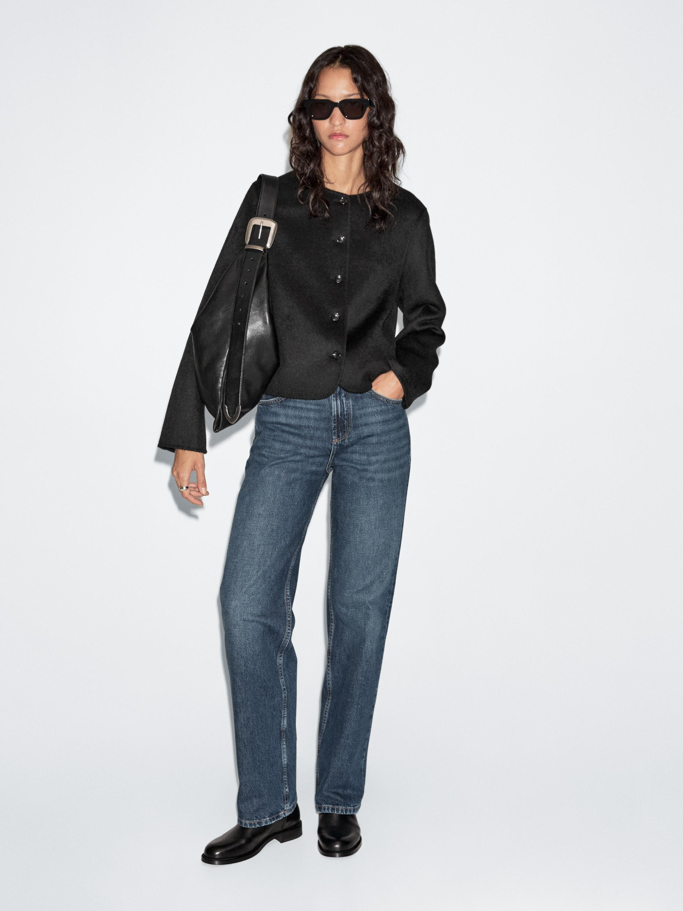 Short jacket made of wool blend fabric. Long sleeves. Button-up front. Soft fabric that’s pleas... | Massimo Dutti UK