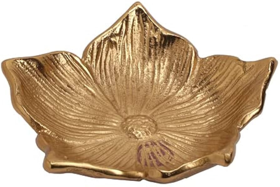 IHI EST. 1986 India Handicrafts Lotus Flower Gold Tone 6 inch Metal Jewelry Trinket Dish | Amazon (US)