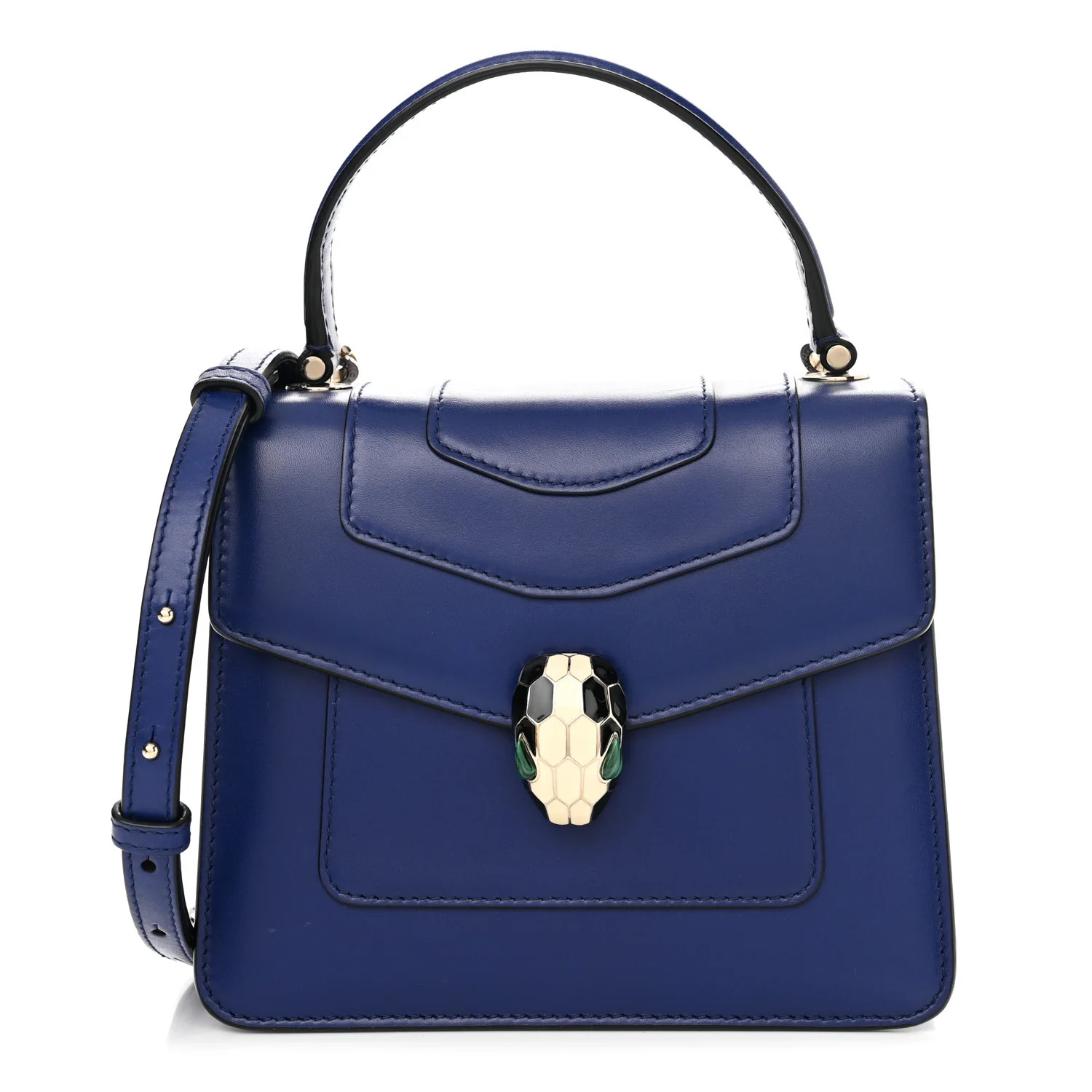BULGARI Calfskin Serpenti Forever Top Handle Blue | FASHIONPHILE (US)