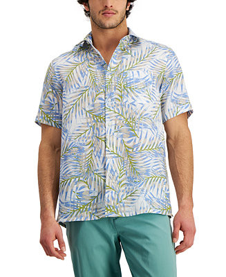 Club Room Men's Regular-Fit Palm-Print Linen Shirt, Created for Macy's  & Reviews - Casual Button... | Macys (US)