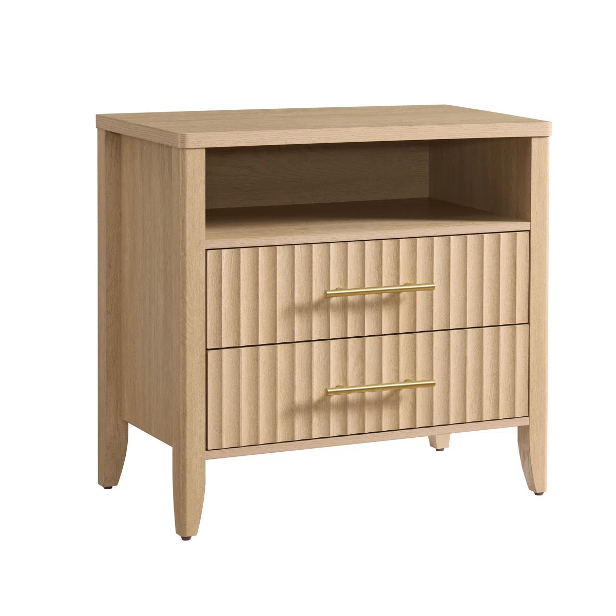 27inch Fluted 2 Drawers Nightstand Natural- 1PCS | Wayfair North America