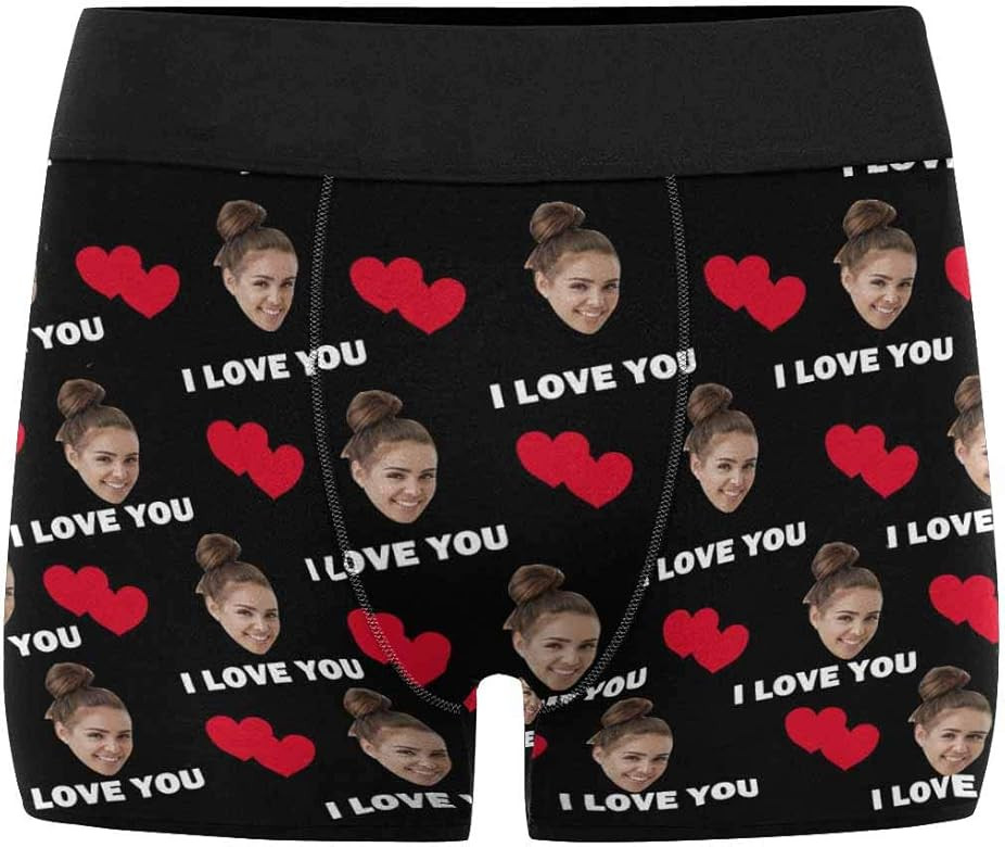 Custom Men's Funny Face I Love You Valentine's Day Boxer Shorts Novelty Briefs Underpants Printed... | Amazon (US)