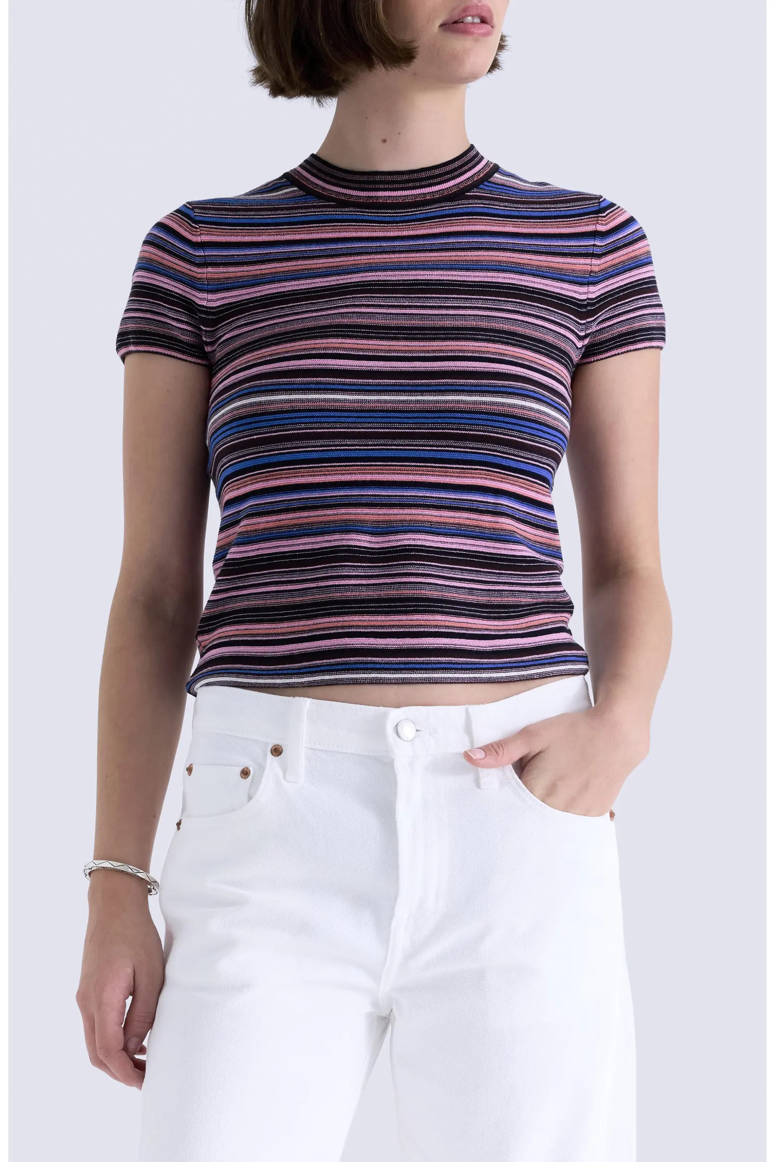 Selene Stripe Cotton Short Sleeve Sweater (Women) | Nordstrom | Nordstrom