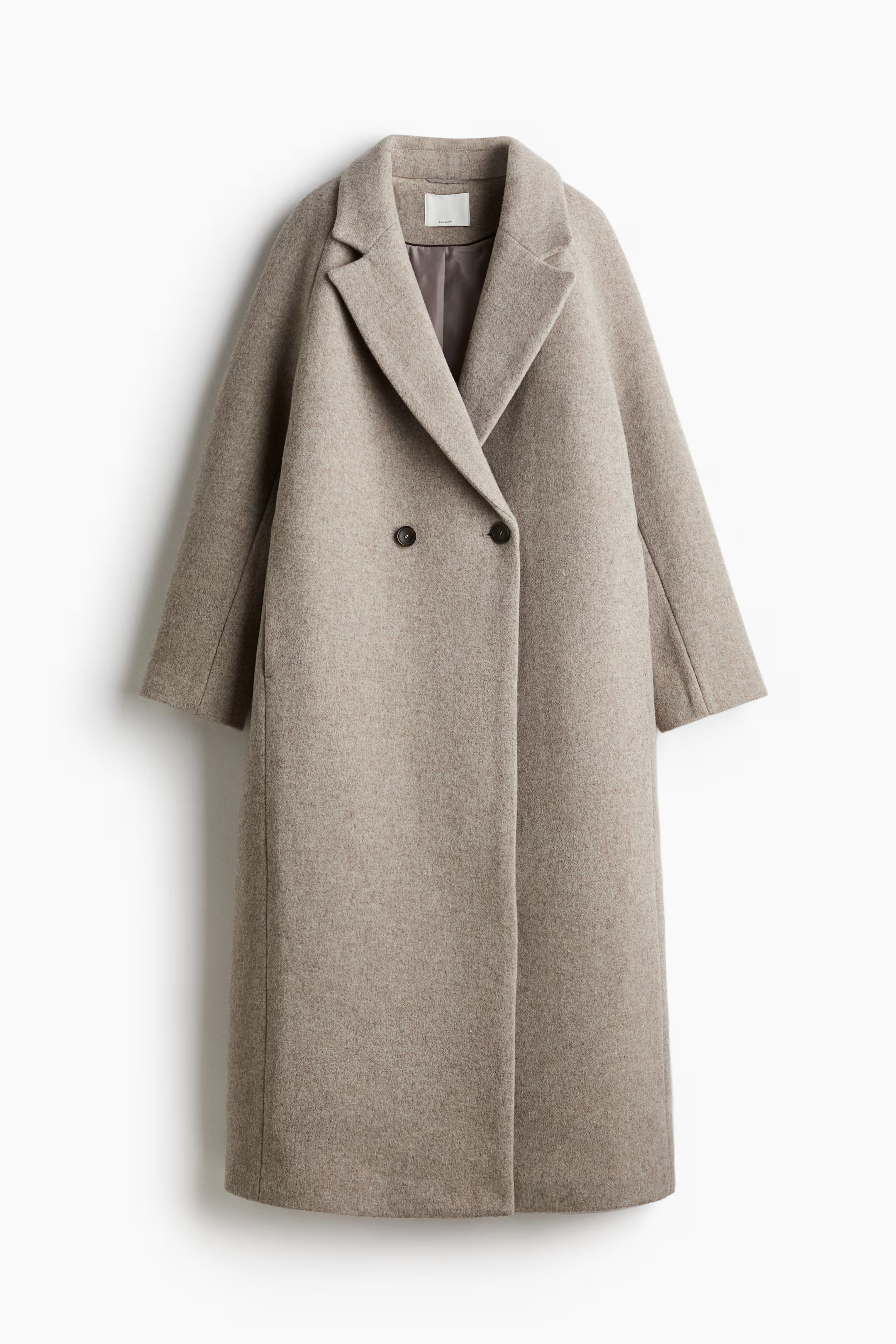 Wool-blend coat - Long sleeve - Long - Beige marl - Ladies | H&M GB | H&M (UK, MY, IN, SG, PH, TW, HK)