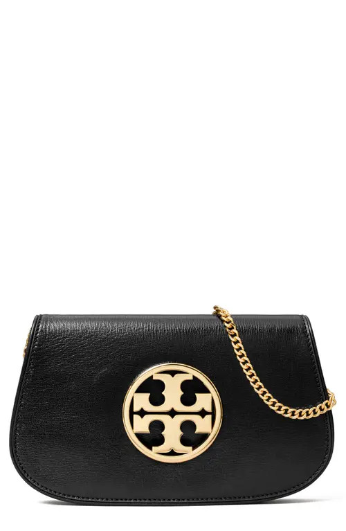 Tory Burch Reva Leather Clutch in Black at Nordstrom | Nordstrom