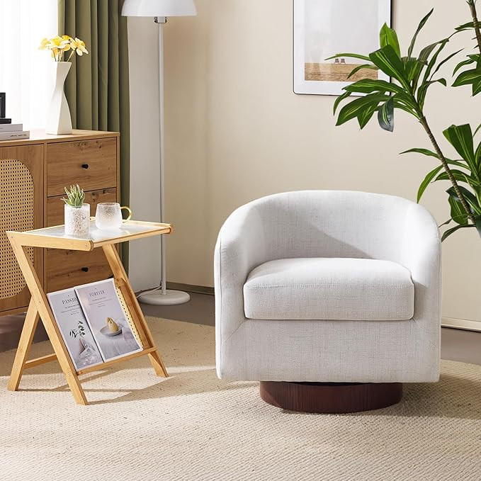 VINGLI 360°Swivel Accent Chair with Engineered Wood Base and Removable Cushion for Living Room, ... | Amazon (US)