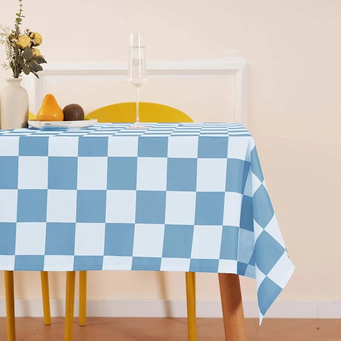 Classic Checkered Tablecloth, Blue, 84" x 55" (Rectangular), Waterproof, Wrinkle Resistant, Ideal... | Amazon (US)