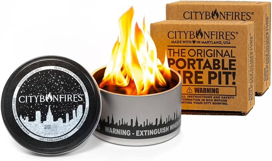City Bonfires Portable Fire Pit - Mini Fire Pit, Table Top Firepit, No Wood, No Embers, 3-5 Hours... | Amazon (US)