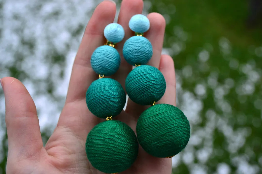 Green Ombre Bon Les Bonbon Earrings Emerald Turquoise Four Balls Clip Ons - Etsy | Etsy (Global)