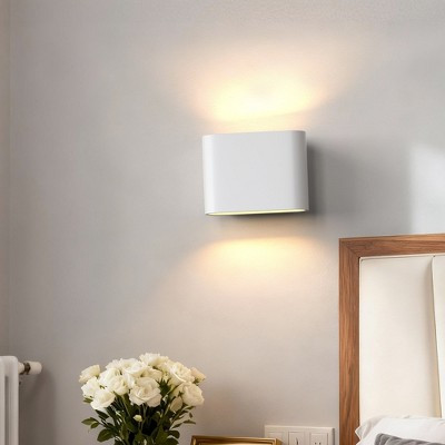 YANSUN Set of 2 Modern Wall Sconces, White Elliptical Design, Concave Curved Profile, Minimalist Style, G9 Sockets | Target