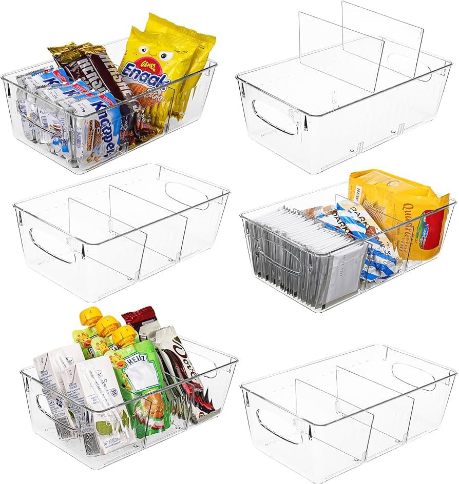 Moretoes 6 Pack Pantry Organizers and Storage, Refrigerator Snack Organizer Bins with Removable D... | Amazon (US)