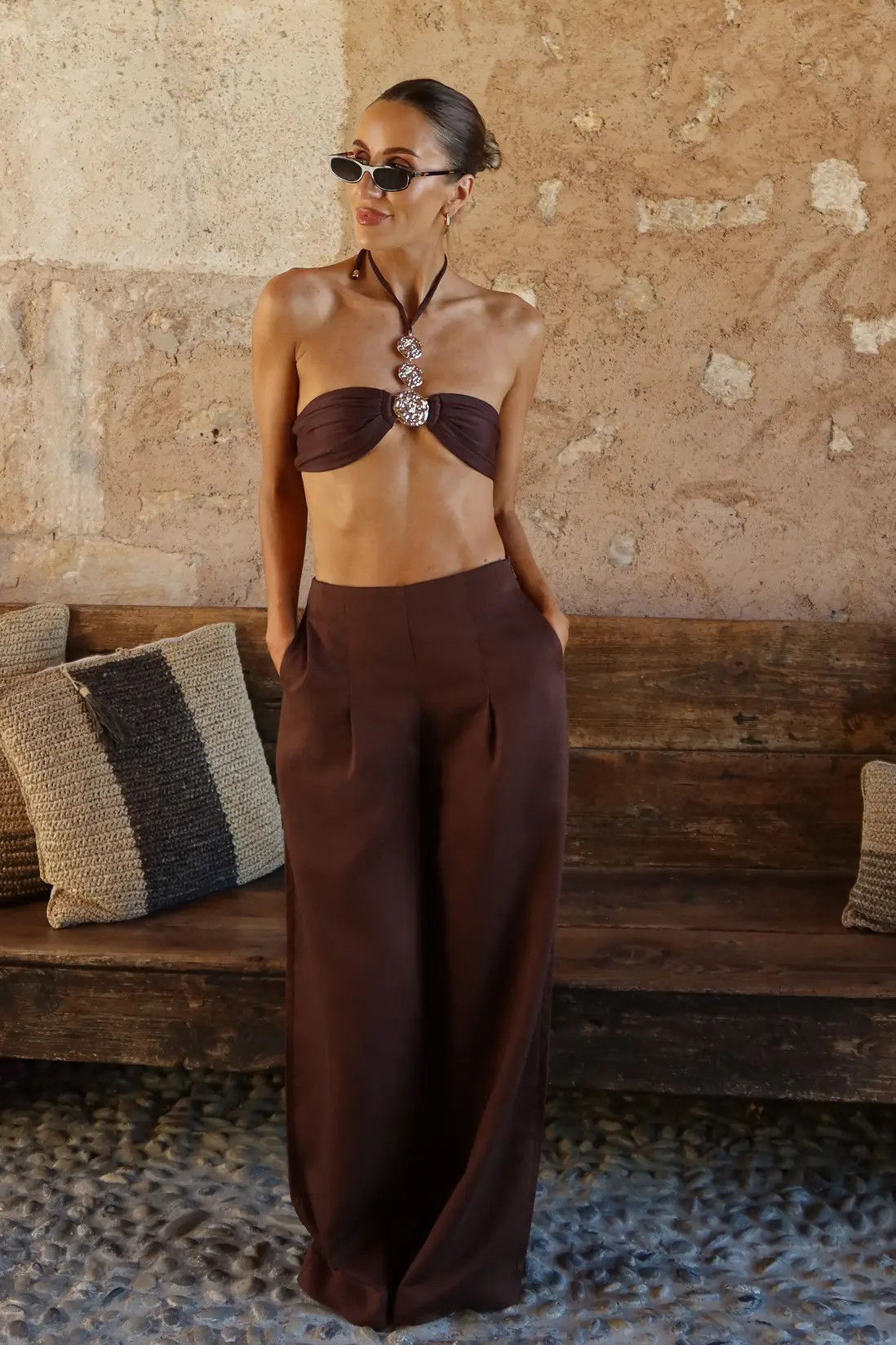 Tailored Linen Wide Leg Trouser. | Karen Millen