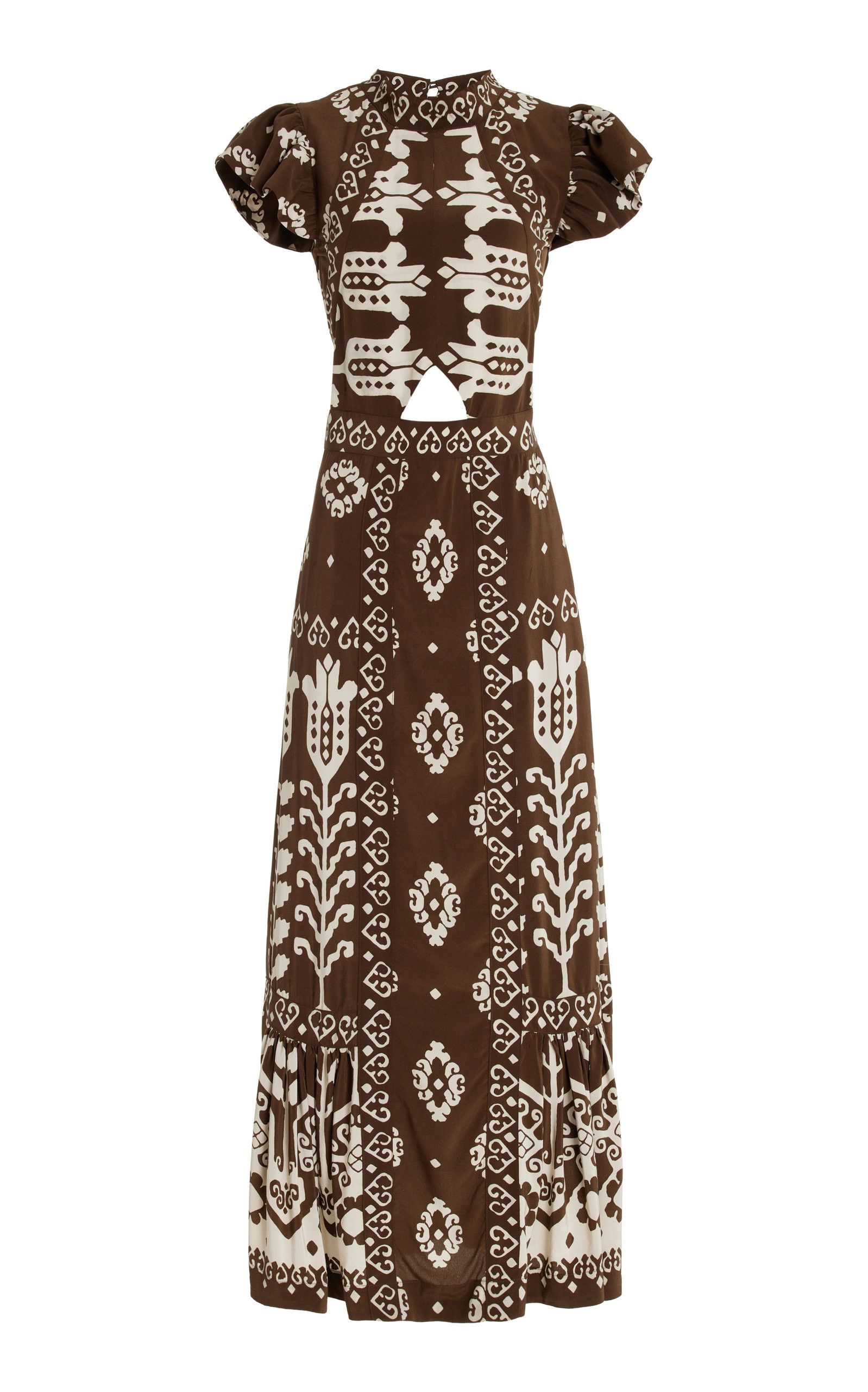 Sonia Printed Cutout Silk Midi Dress | Moda Operandi (Global)