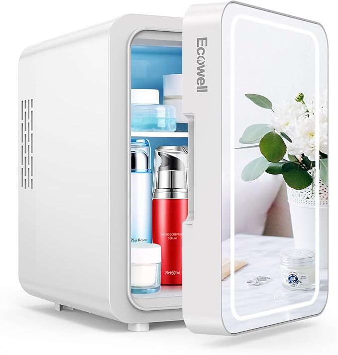 ECOWELL Mini Skincare Fridge with LED Mirror, 4L/6Can Skin Care Fridge for Makeup Cosmetic Beauty... | Amazon (US)