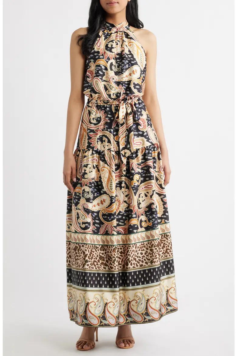 Paisley Print Stretch Satin Maxi Dress (Women) | Nordstrom | Nordstrom