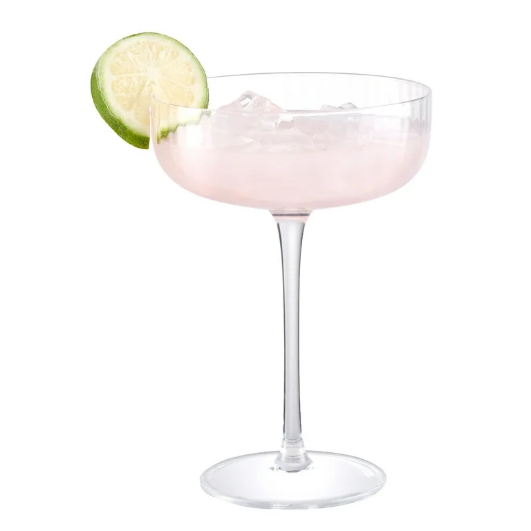 Better Homes & Gardens Ribbed Coupe Glass, Clear, 10 oz | Walmart (US)