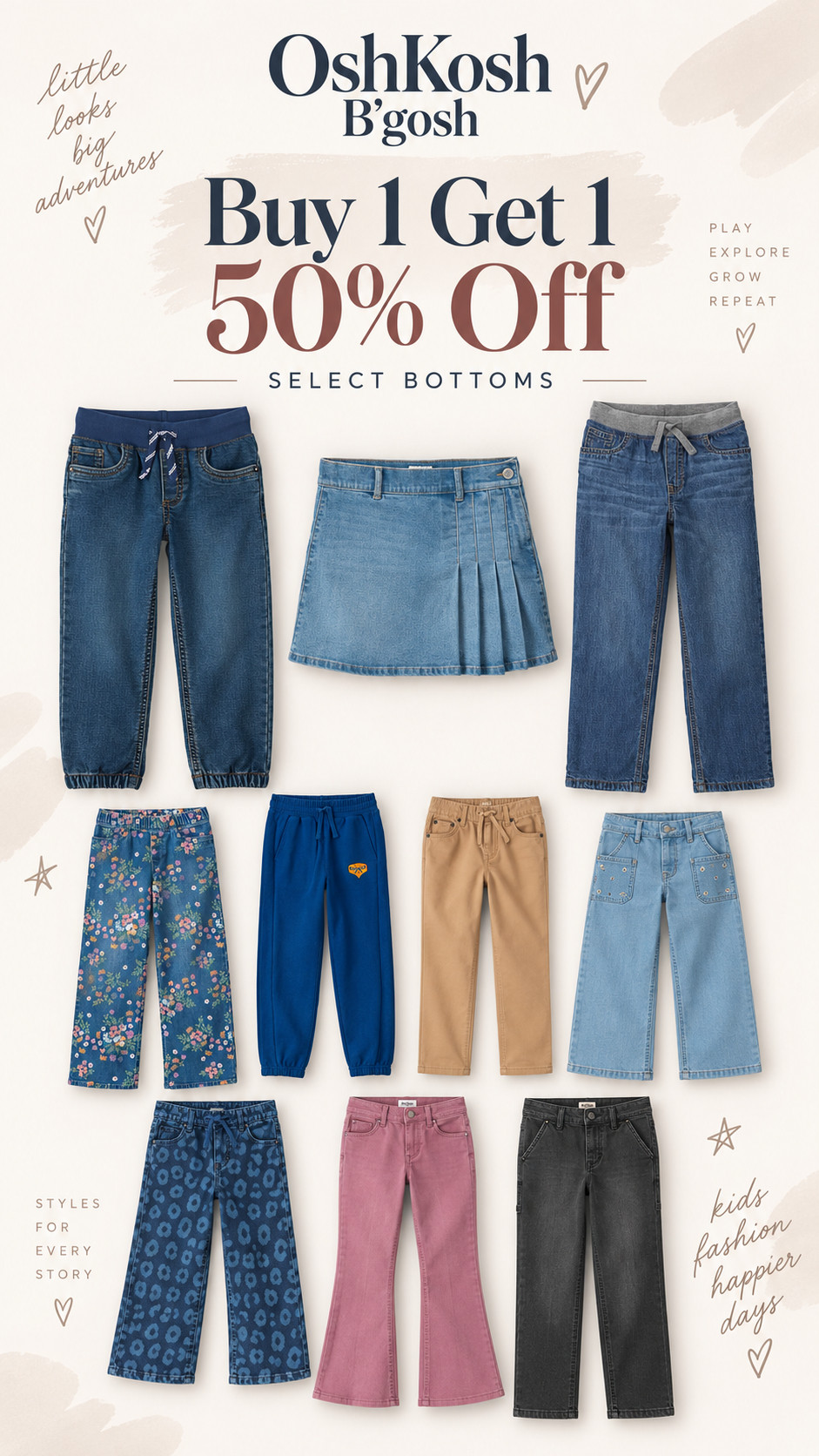 OshKosh B'gosh Buy 1 Get 1 50% off select bottoms 

 #LTKmomlife #LTKSaleAlert #LTKKids
