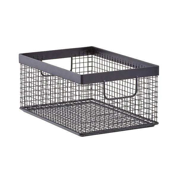 Design Ideas Large Wire Grid Bin Black | The Container Store