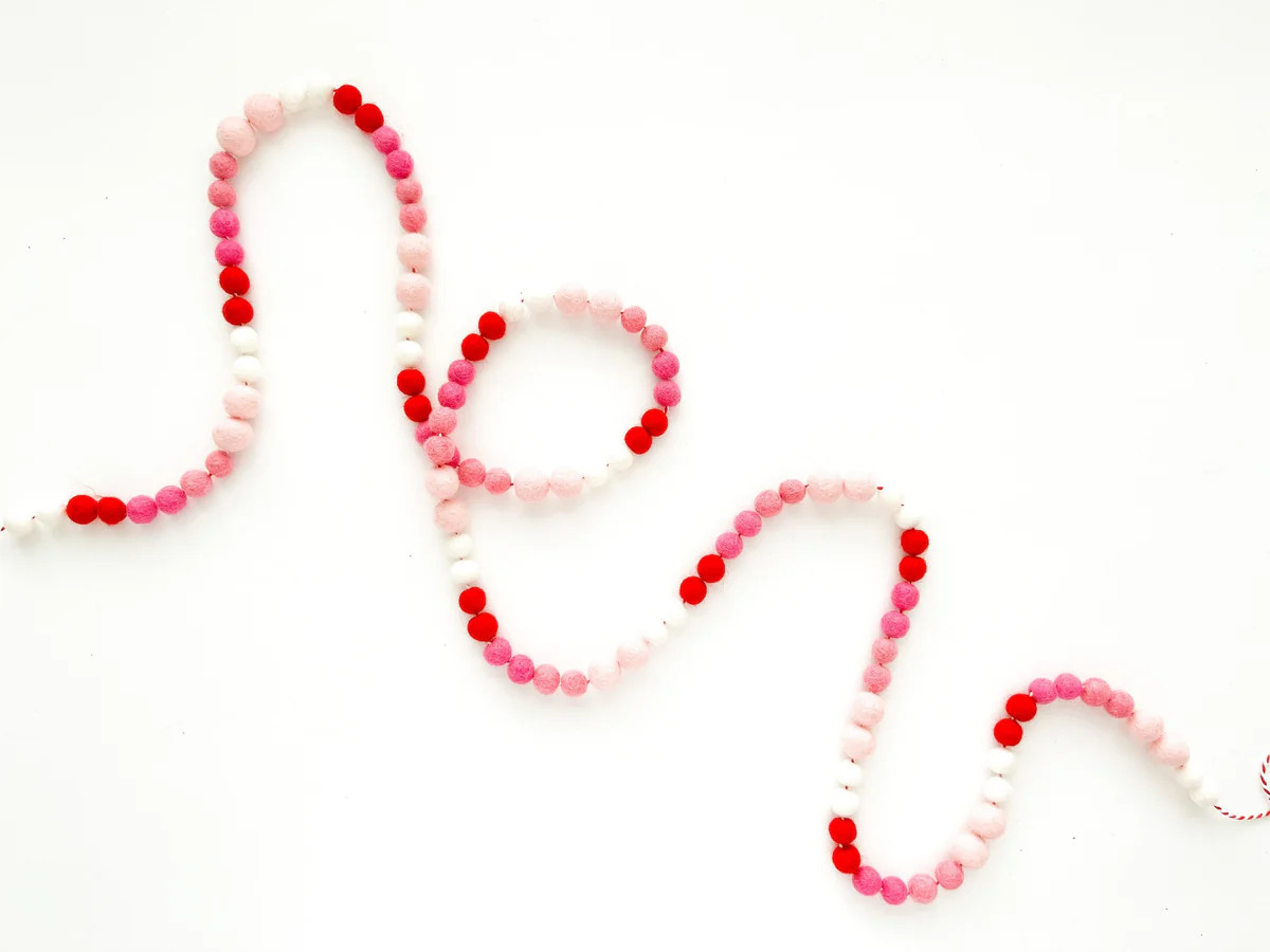 Traditional Valentine Ombre Mini Felt Ball Garland | Pearl & Jane
