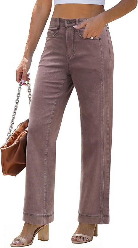 luvamia Wide Leg Jeans for Women Trendy High Waisted Double Side Seams Stretchy Denim Pants Trous... | Amazon (US)