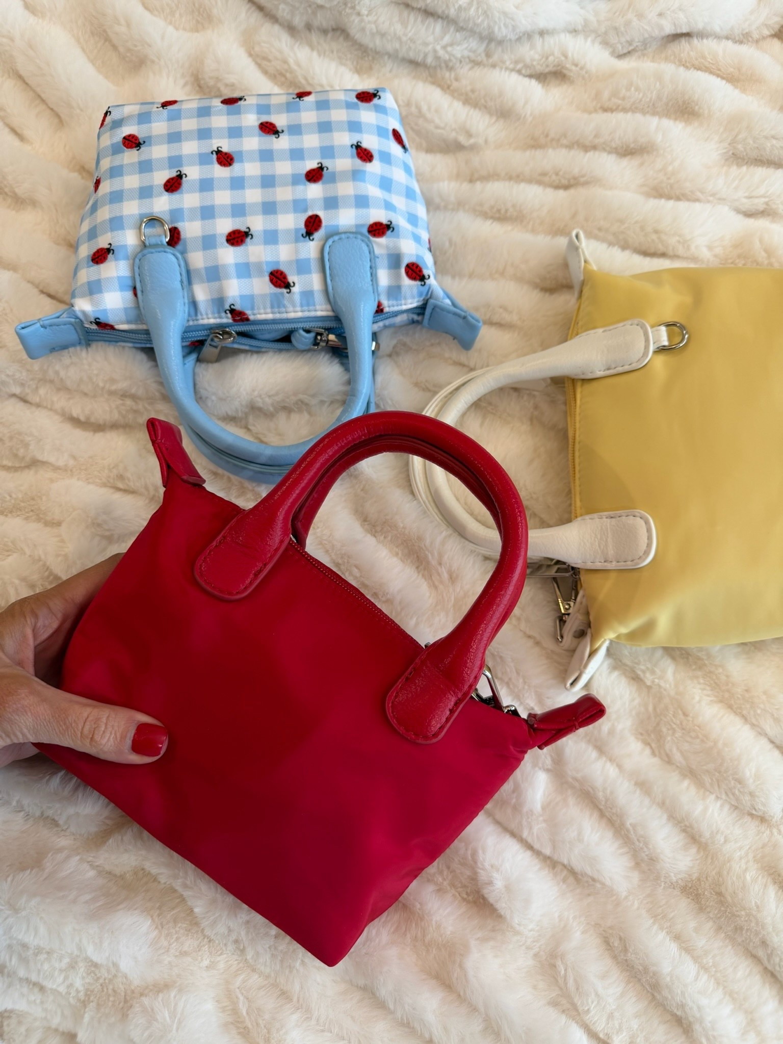Designer look for less, purse, colorful handbags, red mini purse, yellow mini purse, elevated purse, themominstyle 

#LTKmomlife #LTKSeasonal #LTKootd