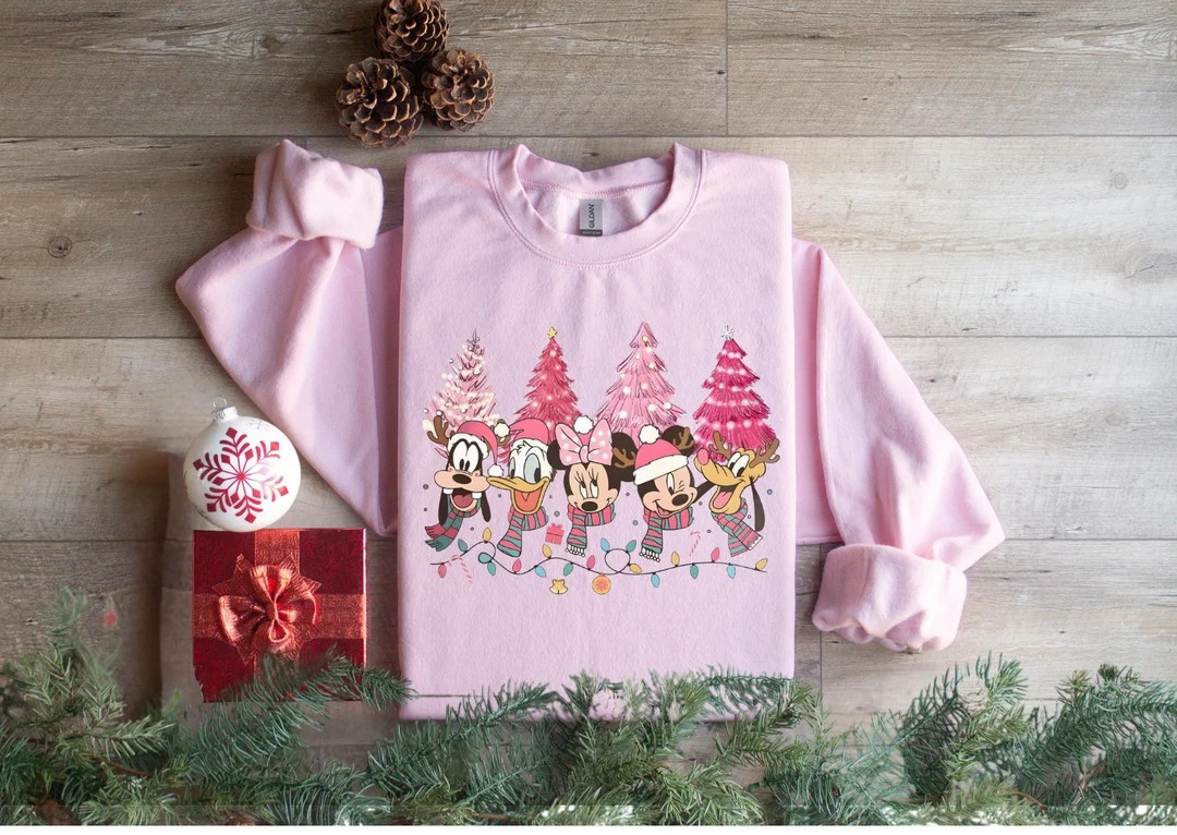 Mickey and Friends Disney Christmas Sweatshirt, Mickey's Very Merry Christmas Hoodie, Pink Christ... | Etsy (US)