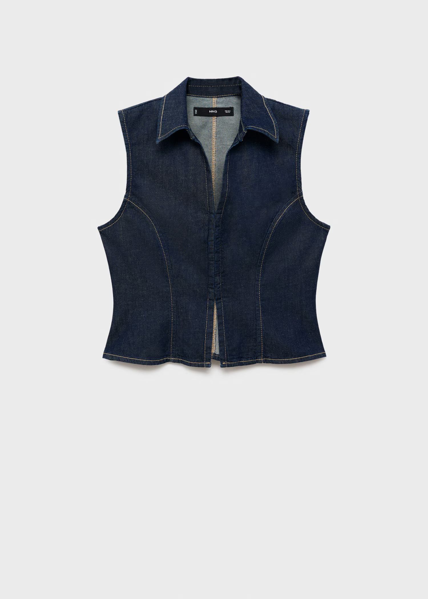 Denim top with contrast stitching | MANGO (UK)