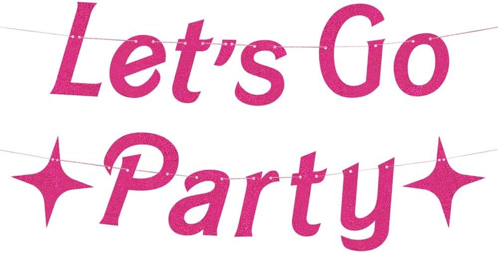 xo, Fetti Let's Go Party Pink Glitter Banner, 5 Ft. | Bachelorette Party Decorations, Pink Birthd... | Amazon (US)