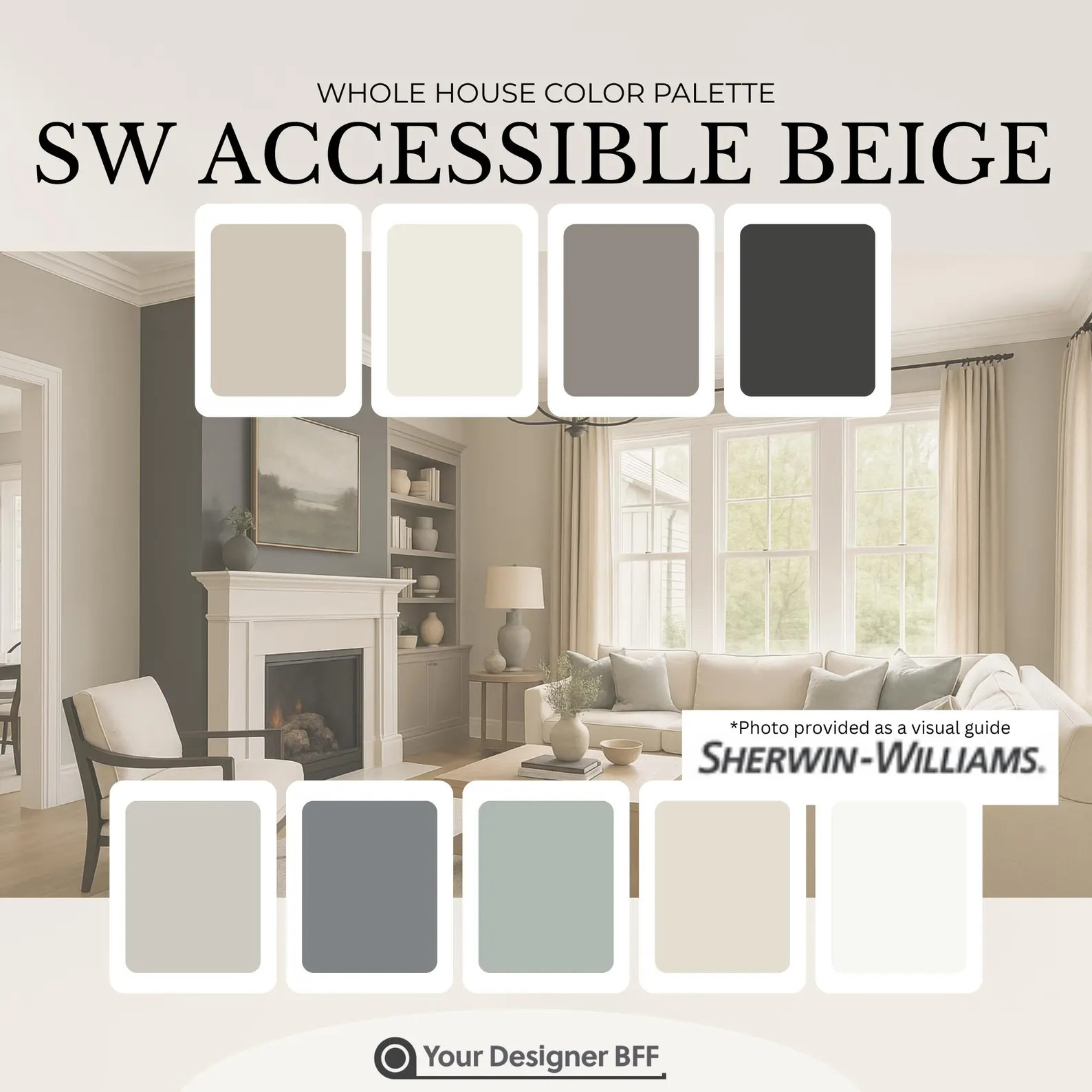 Accessible Beige Sherwin-williams Whole House Paint Palette – Warm, Versatile Neutrals for a Ti... | Etsy (US)