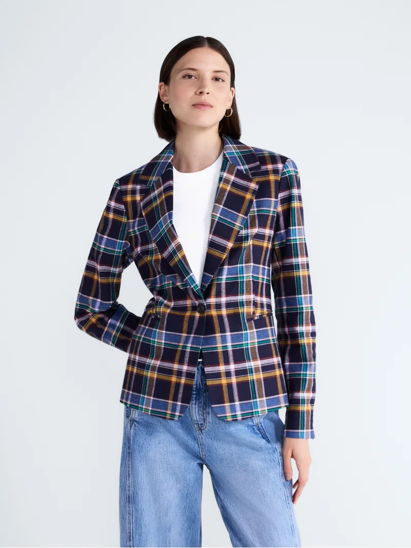 Free Assembly Women's and Women's Plus The Belmont Plaid Single Breasted Blazer, Sizes XS-4X | Walmart (US)