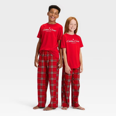 Kids' Plaid Microfleece Holiday Matching Family Pajama Pants - Wondershop™ Red XL | Target