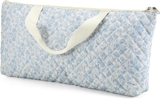Empty Mahjong Bag 21.6 x 9.8 x 3.2 Inches Thickened Quilted Blue Printed Floral Carrying Bag Port... | Amazon (US)
