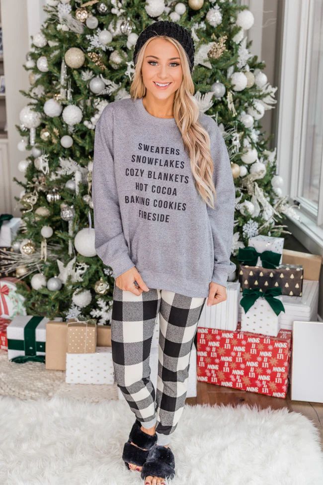 Winter Favorites Heather Grey Graphic Sweatshirt | The Pink Lily Boutique