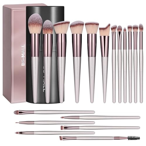 BS-MALL Makeup Brush Set 18 Pcs Premium Synthetic Foundation Powder Concealers Eye shadows Blush Makeup Brushes with black case | Amazon (US)