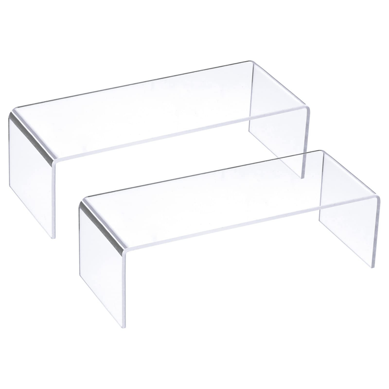 uxcell Shoes Display Stand Rack, 200x80x65mm Acrylic Storage Shelf Holder Clear 2 Pcs | Amazon (US)