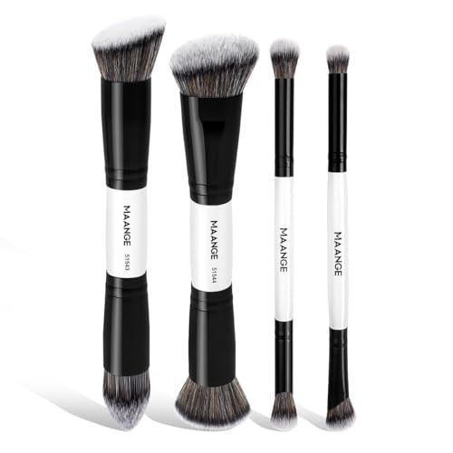 MAANGE 4 PCS Foundation Contour Conceal Brush Set, Makeup Brushes, Eyeshadow Concealer Brush, Double Sided Foundation Contour Blush Highlight Blending Eyebrow Brush For Liquid, Cream, Loose Powder | Amazon (US)