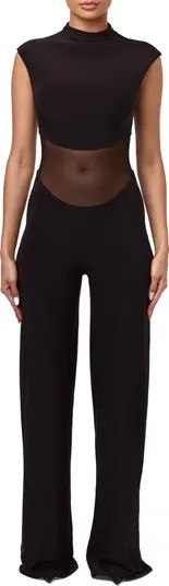 Naked Wardrobe Mesh Mock Neck Jumpsuit | Nordstrom | Nordstrom